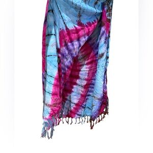 Tie-Dye Blue and Pink Scarf